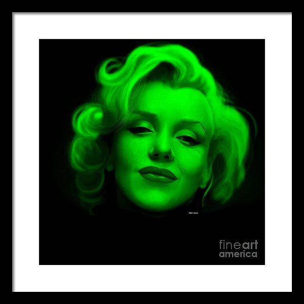 Framed Print - Marilyn Monroe In Green. Pop Art