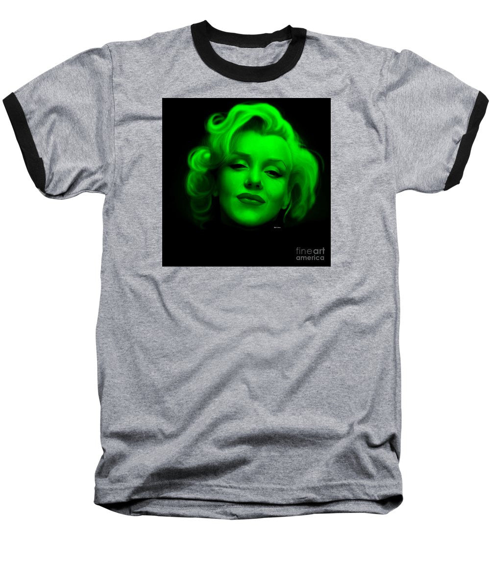 Baseball T-Shirt - Marilyn Monroe In Green. Pop Art