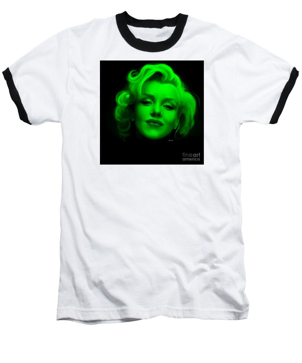 Baseball T-Shirt - Marilyn Monroe In Green. Pop Art