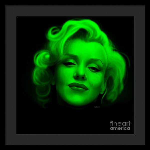 Framed Print - Marilyn Monroe In Green. Pop Art