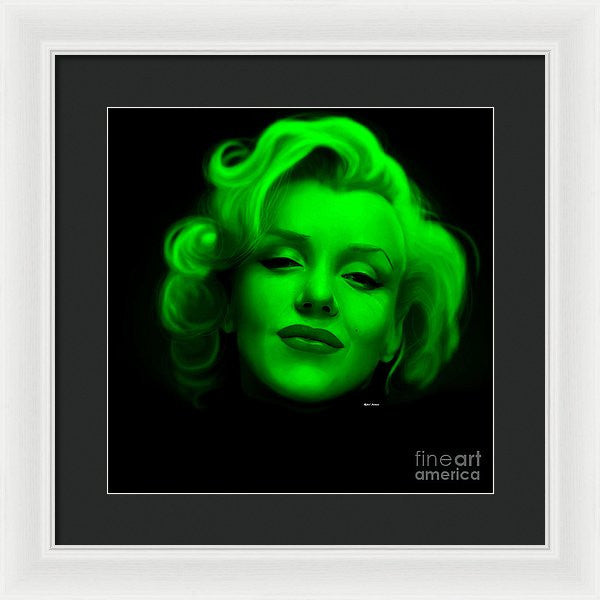 Framed Print - Marilyn Monroe In Green. Pop Art