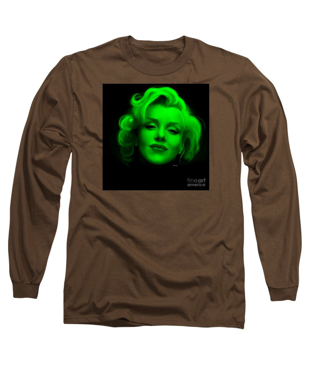 Long Sleeve T-Shirt - Marilyn Monroe In Green. Pop Art