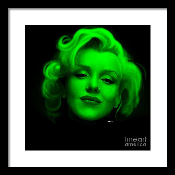 Framed Print - Marilyn Monroe In Green. Pop Art