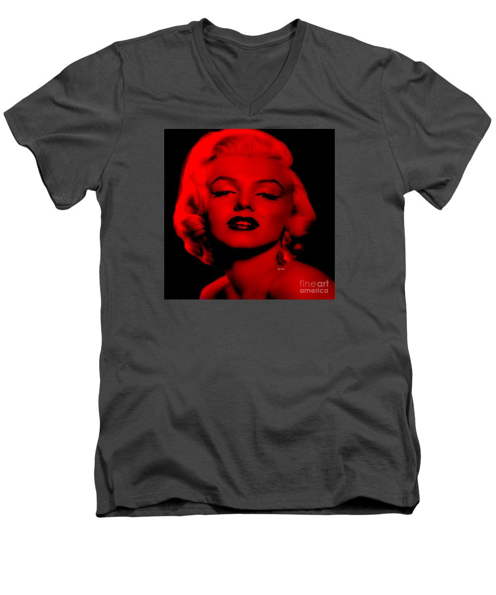 Men's V-Neck T-Shirt - Marilyn Monroe In Red. Pop Art