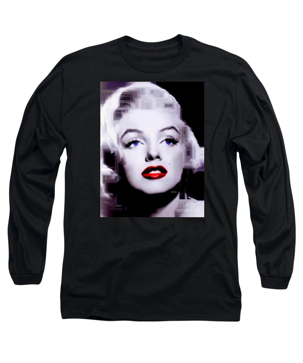 Long Sleeve T-Shirt - Marilyn Monroe In Black And White. Pop Art