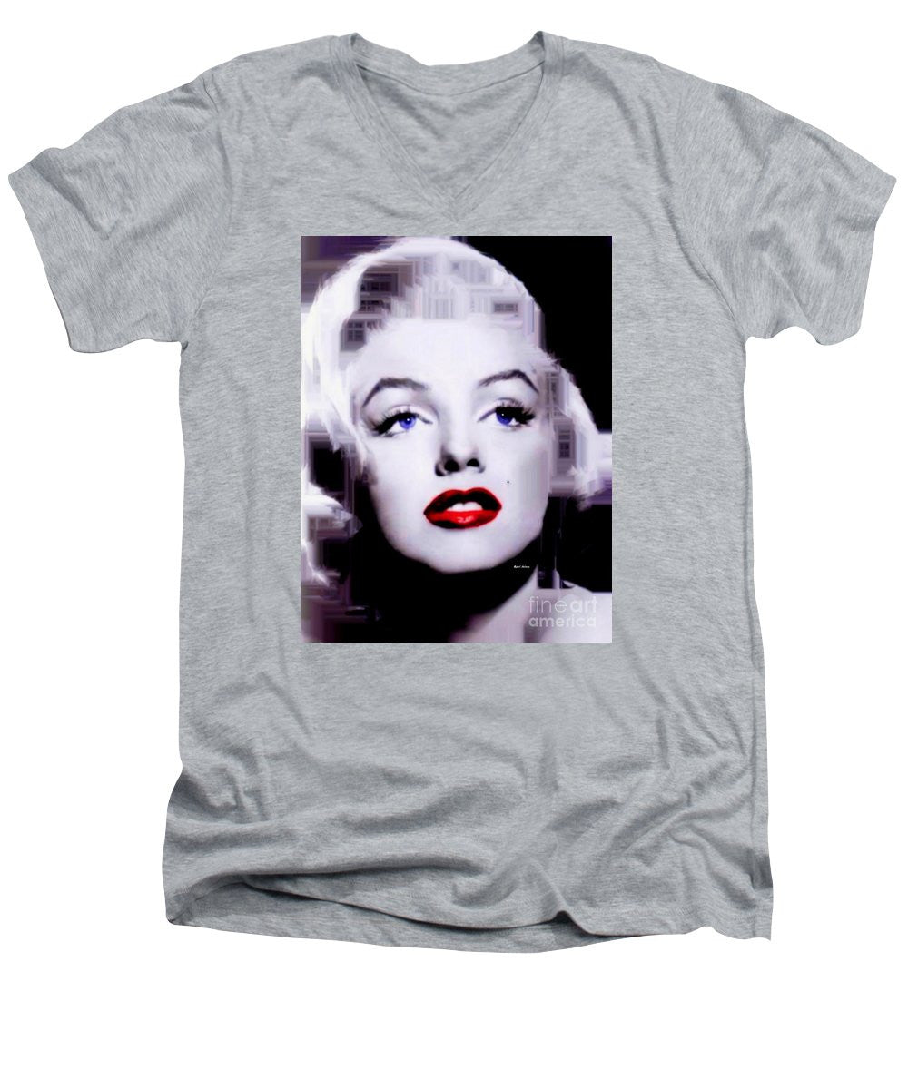 Men's V-Neck T-Shirt - Marilyn Monroe In Black And White. Pop Art