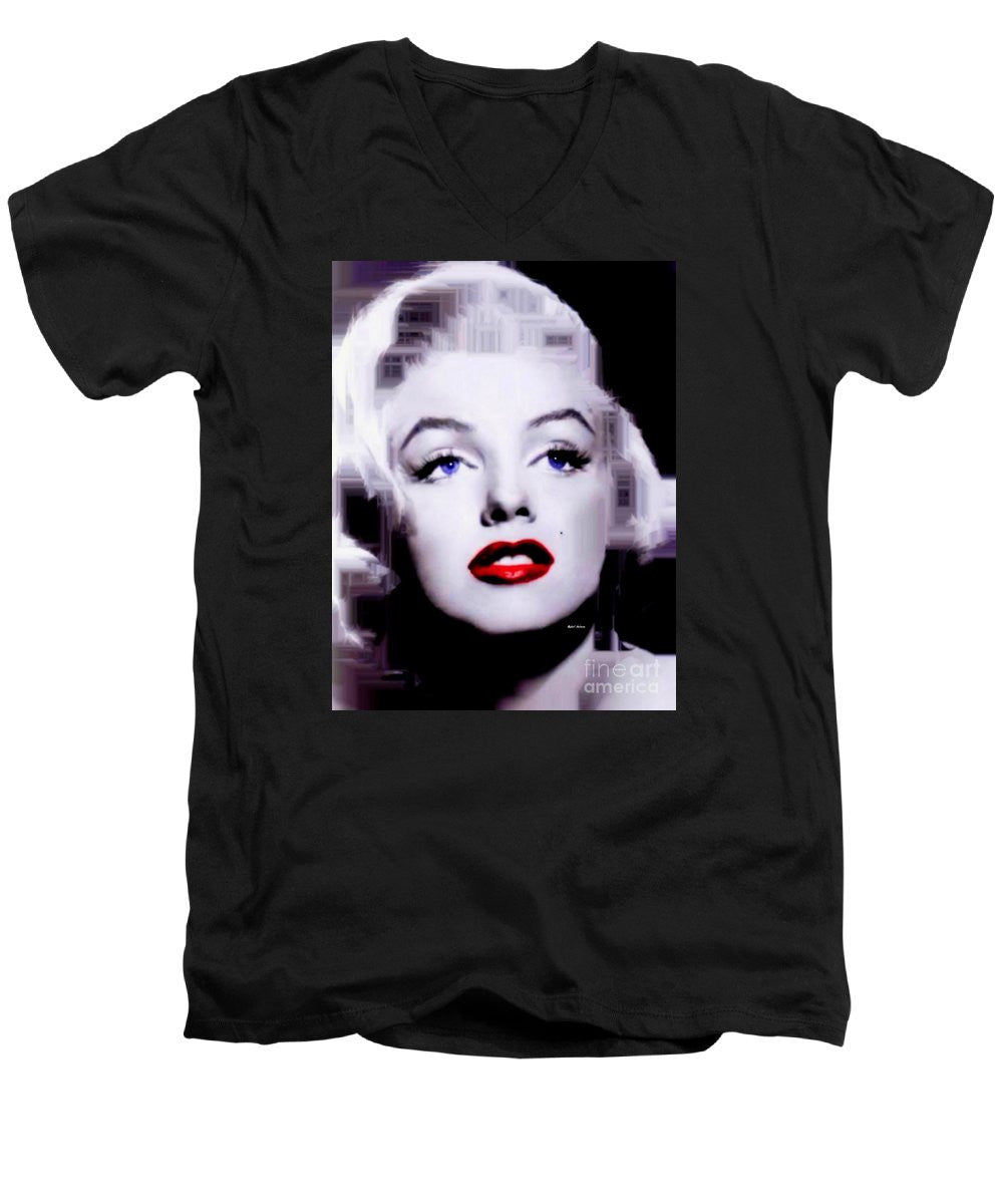 Men's V-Neck T-Shirt - Marilyn Monroe In Black And White. Pop Art