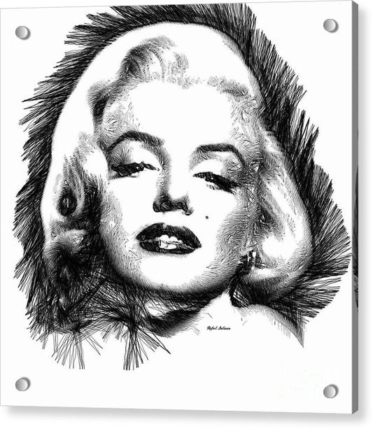 Impression acrylique - Croquis de Marilyn Monroe en noir et blanc 2