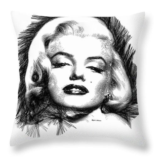 Throw Pillow - Marilyn Monroe Sketch In Black And White 2