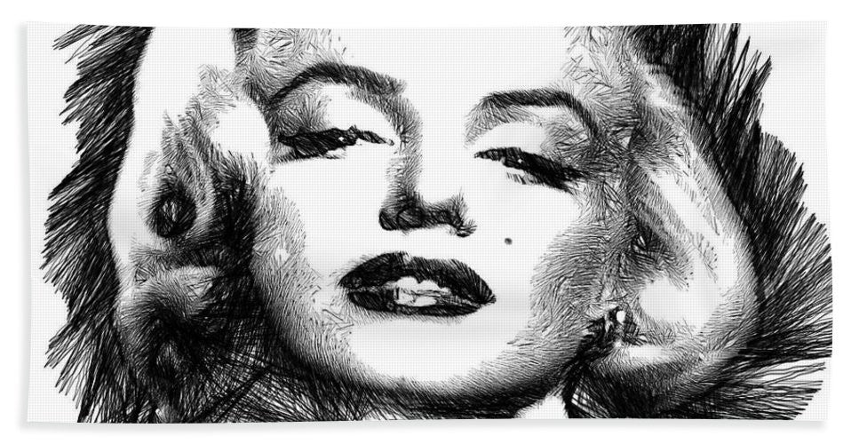 Towel - Marilyn Monroe Sketch In Black And White 2
