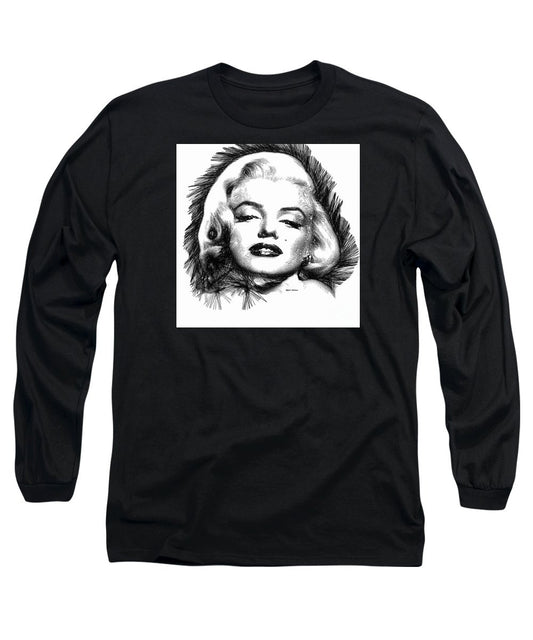 Long Sleeve T-Shirt - Marilyn Monroe Sketch In Black And White 2