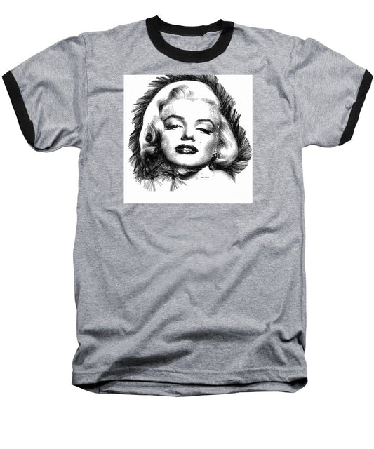 Baseball T-Shirt - Marilyn Monroe Sketch In Black And White 2