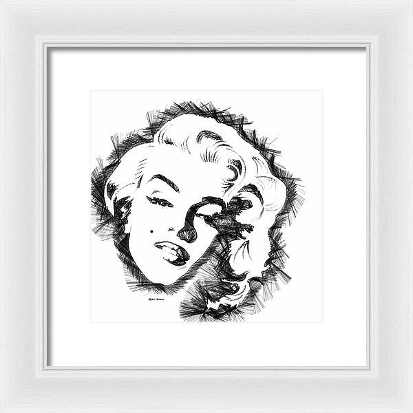 Framed Print - Marilyn Monroe Sketch In Black And White