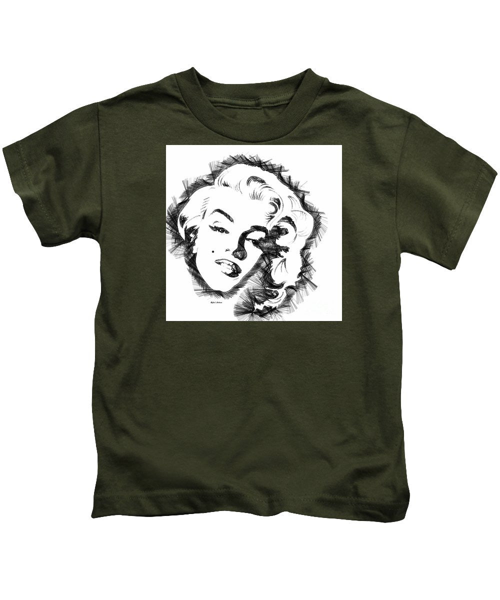 Kids T-Shirt - Marilyn Monroe Sketch In Black And White