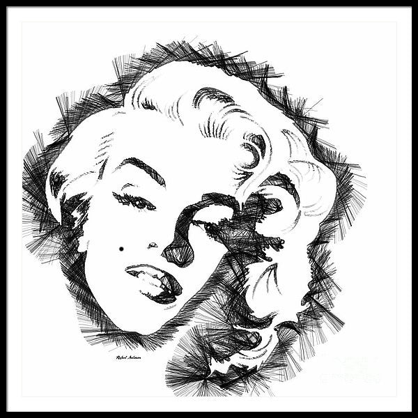 Framed Print - Marilyn Monroe Sketch In Black And White