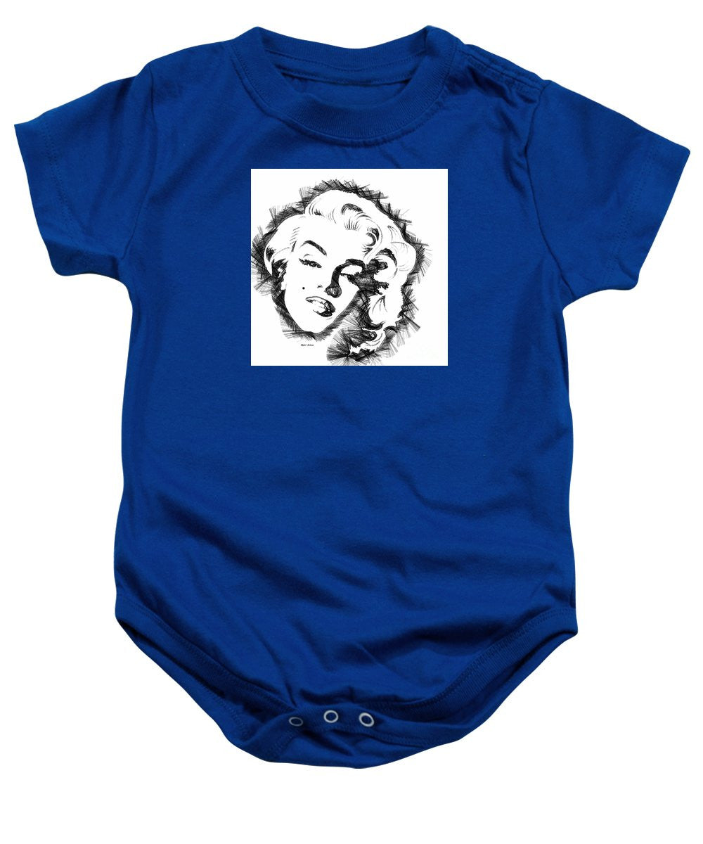 Baby Onesie - Marilyn Monroe Sketch In Black And White