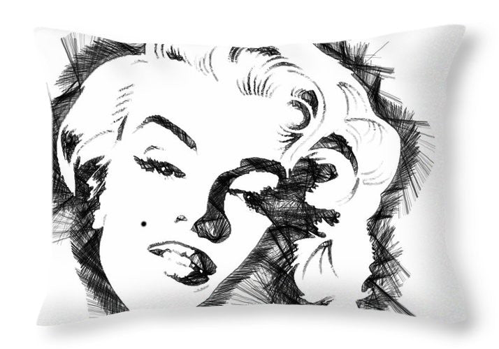 Throw Pillow - Marilyn Monroe Sketch In Black And White