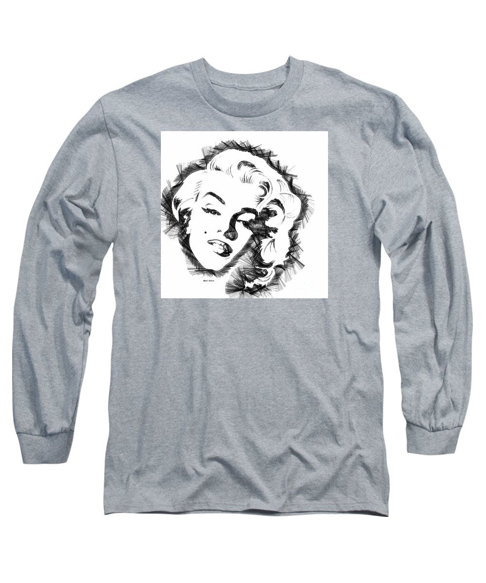 Long Sleeve T-Shirt - Marilyn Monroe Sketch In Black And White