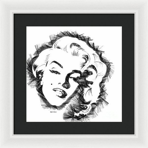 Framed Print - Marilyn Monroe Sketch In Black And White