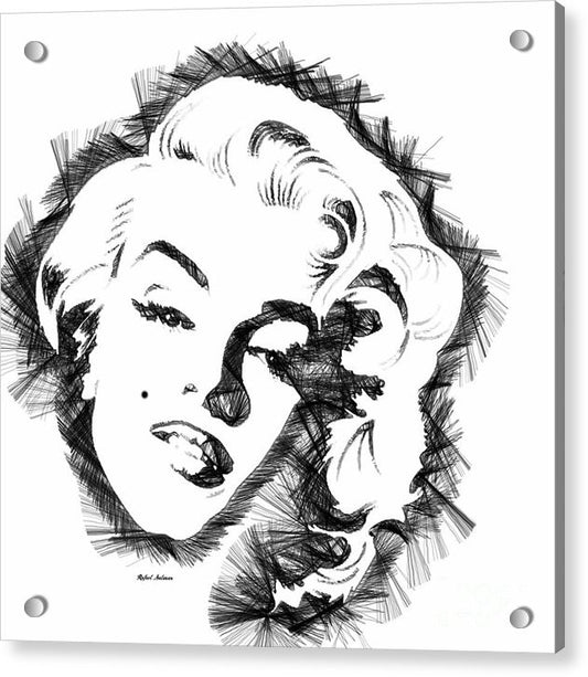 Impression acrylique - Croquis de Marilyn Monroe en noir et blanc