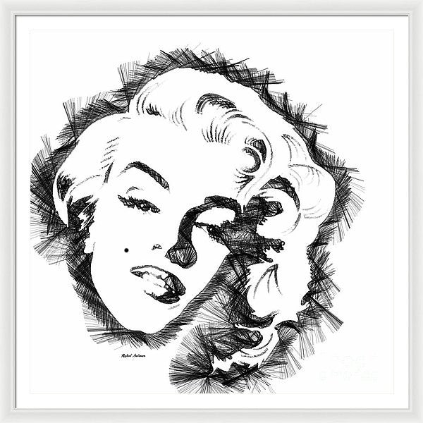 Framed Print - Marilyn Monroe Sketch In Black And White