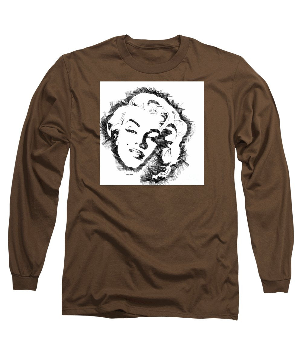 Long Sleeve T-Shirt - Marilyn Monroe Sketch In Black And White