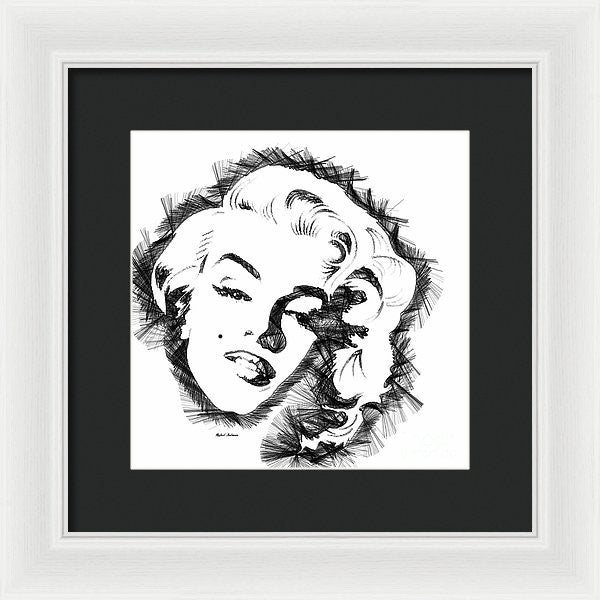 Framed Print - Marilyn Monroe Sketch In Black And White