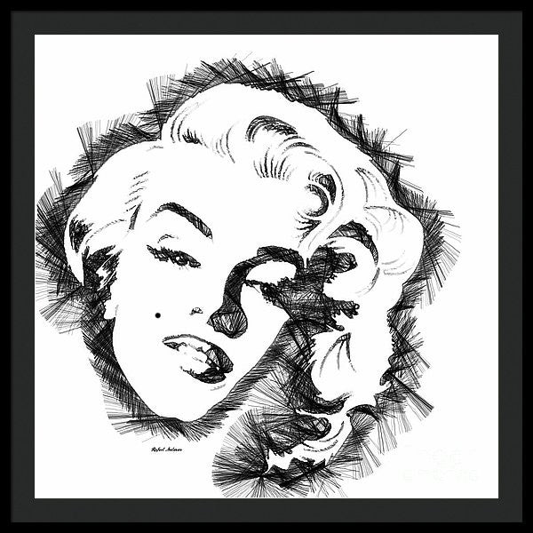 Framed Print - Marilyn Monroe Sketch In Black And White