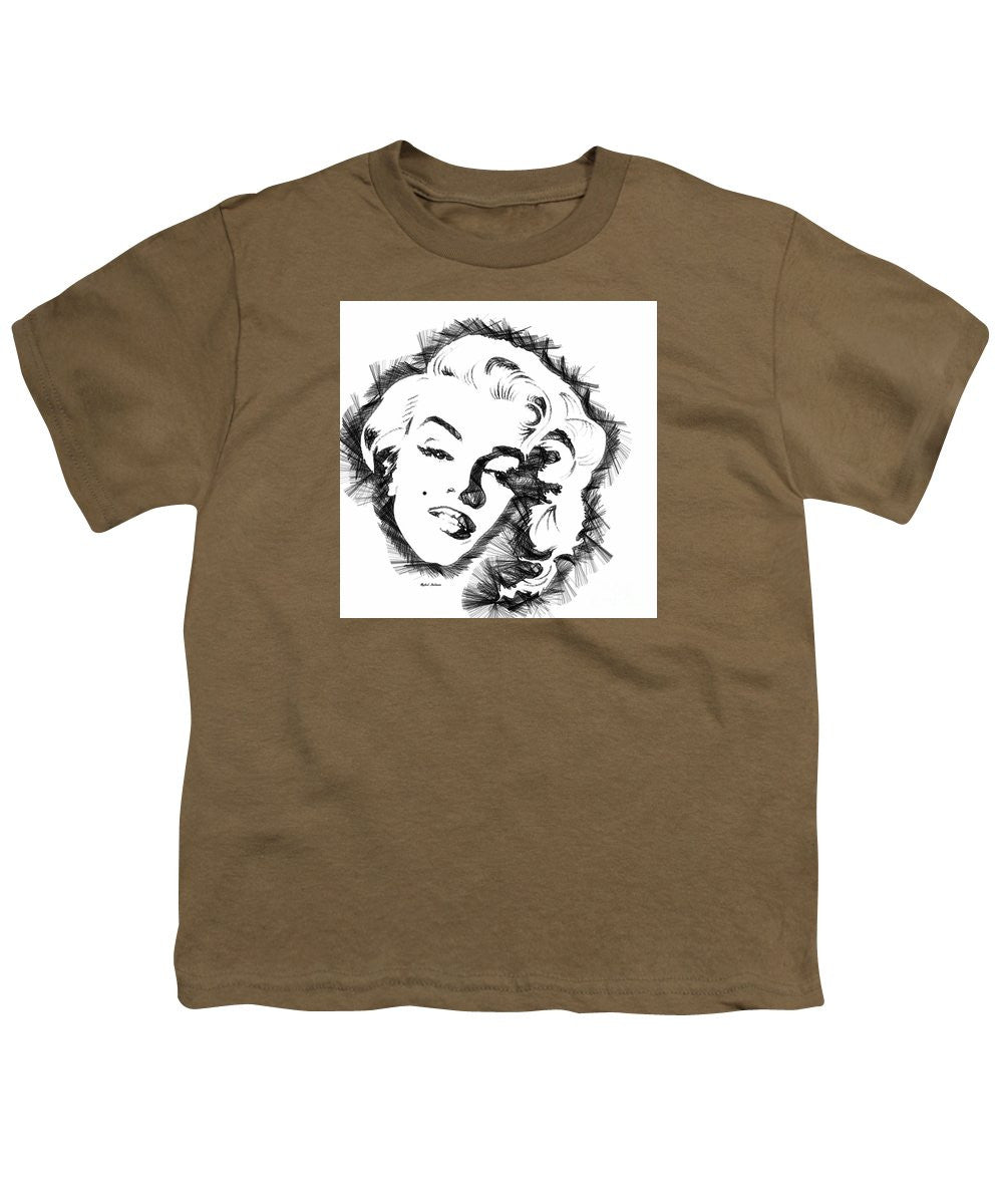 Youth T-Shirt - Marilyn Monroe Sketch In Black And White