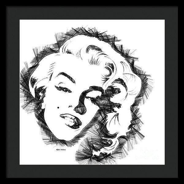 Framed Print - Marilyn Monroe Sketch In Black And White