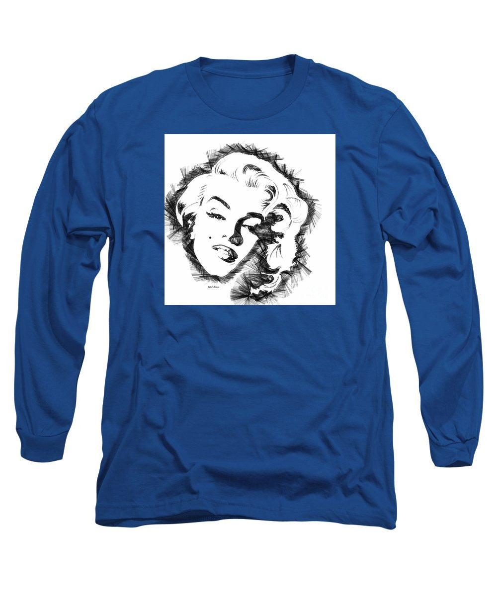 Long Sleeve T-Shirt - Marilyn Monroe Sketch In Black And White