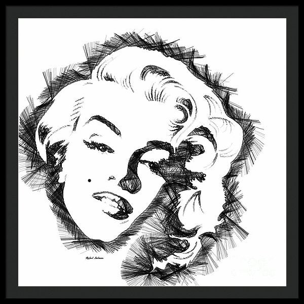 Framed Print - Marilyn Monroe Sketch In Black And White