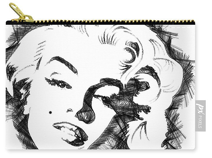 Carry-All Pouch - Marilyn Monroe Sketch In Black And White