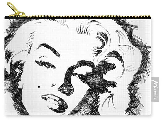 Carry-All Pouch - Marilyn Monroe Sketch In Black And White