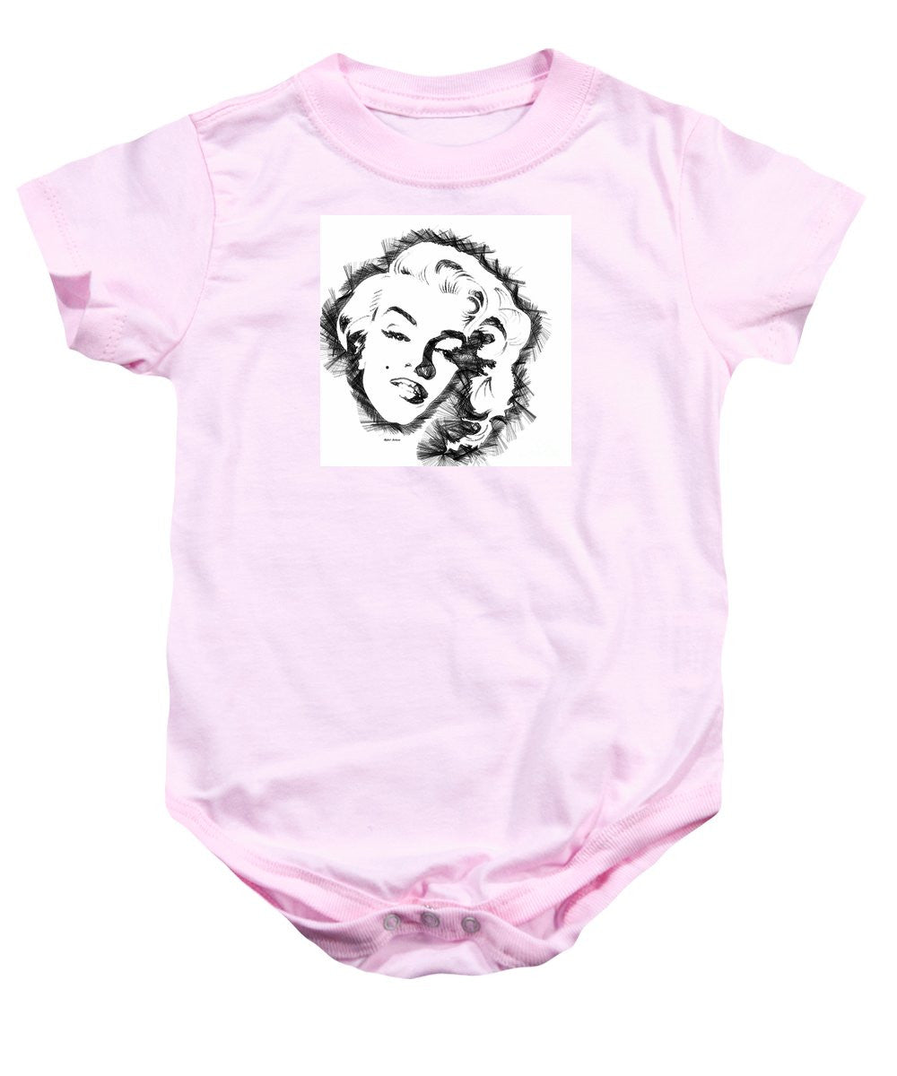 Baby Onesie - Marilyn Monroe Sketch In Black And White