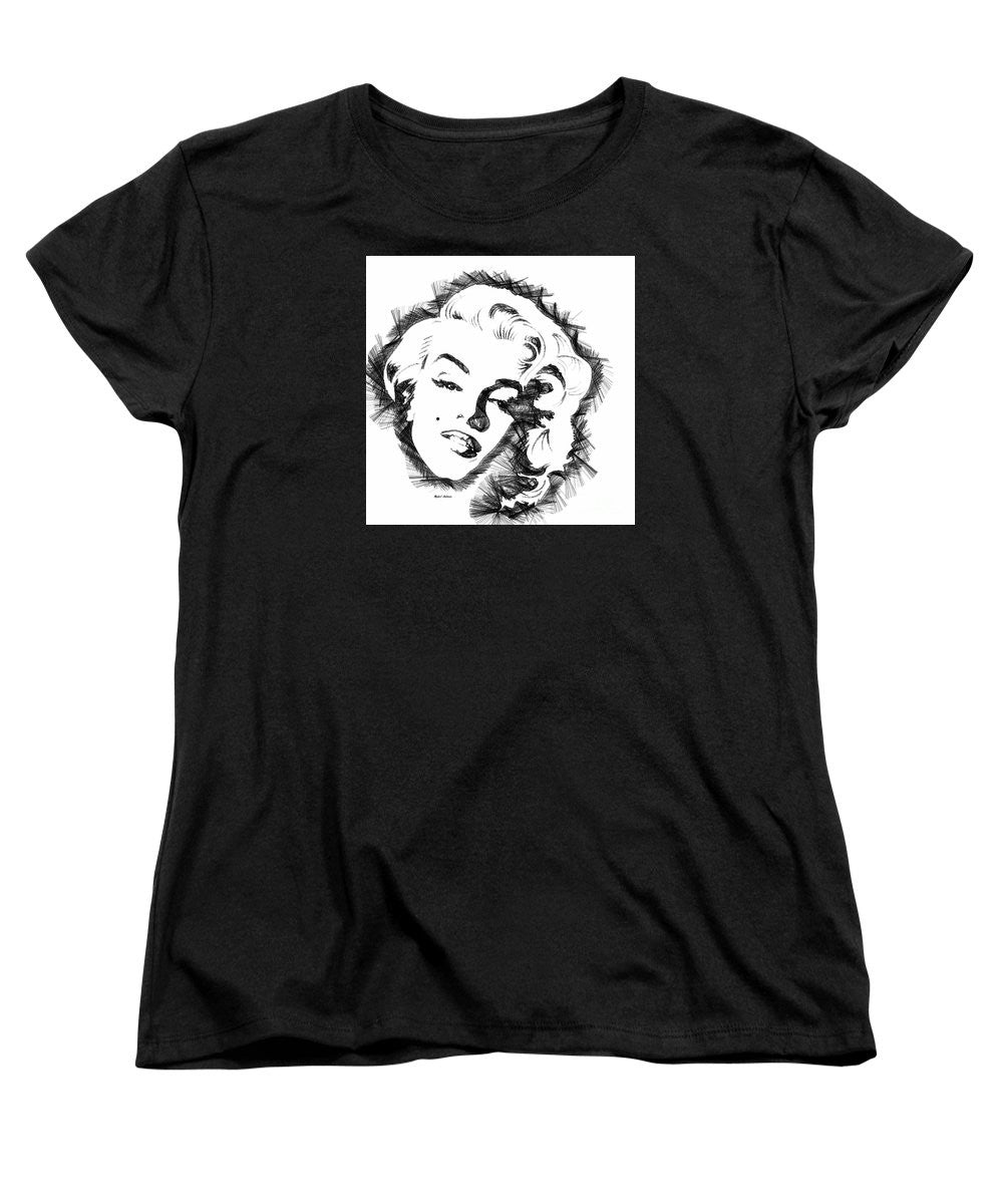 T-shirt pour femme (coupe standard) - Croquis de Marilyn Monroe en noir et blanc