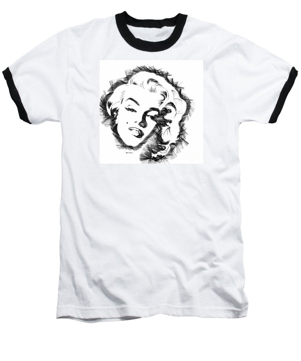 Baseball T-Shirt - Marilyn Monroe Sketch In Black And White