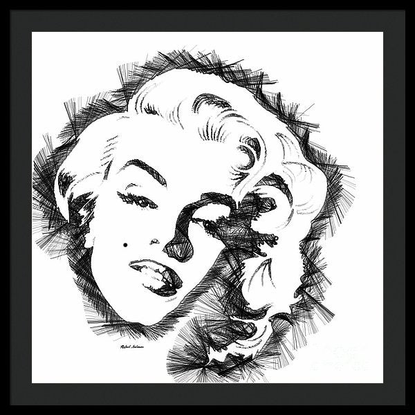 Framed Print - Marilyn Monroe Sketch In Black And White