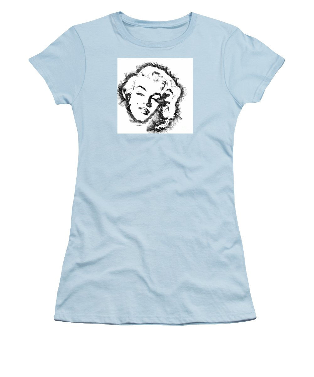 Women's T-Shirt (Junior Cut) - Marilyn Monroe Sketch In Black And White