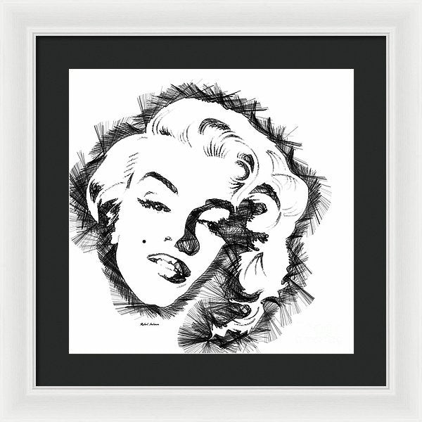 Framed Print - Marilyn Monroe Sketch In Black And White