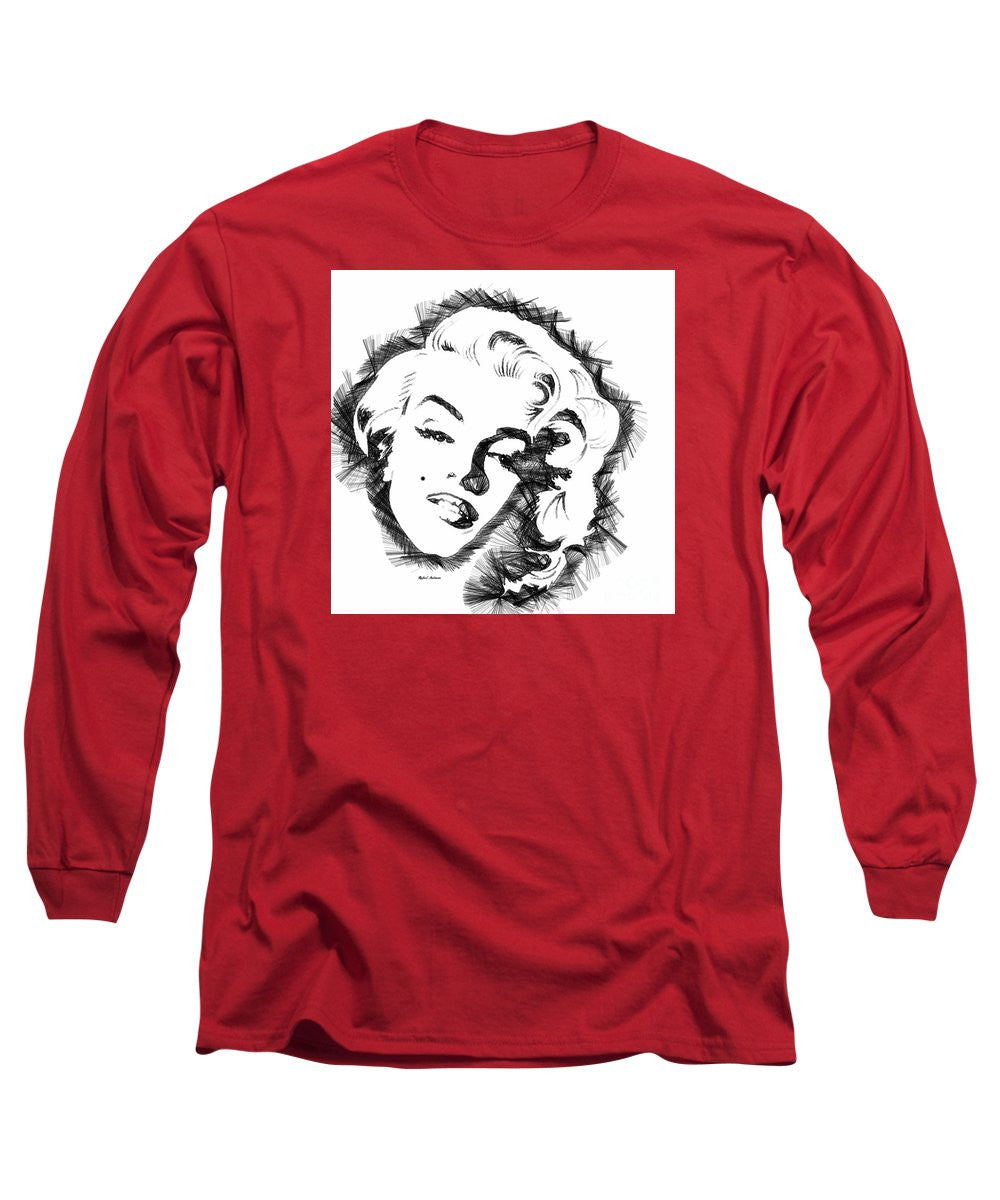 Long Sleeve T-Shirt - Marilyn Monroe Sketch In Black And White