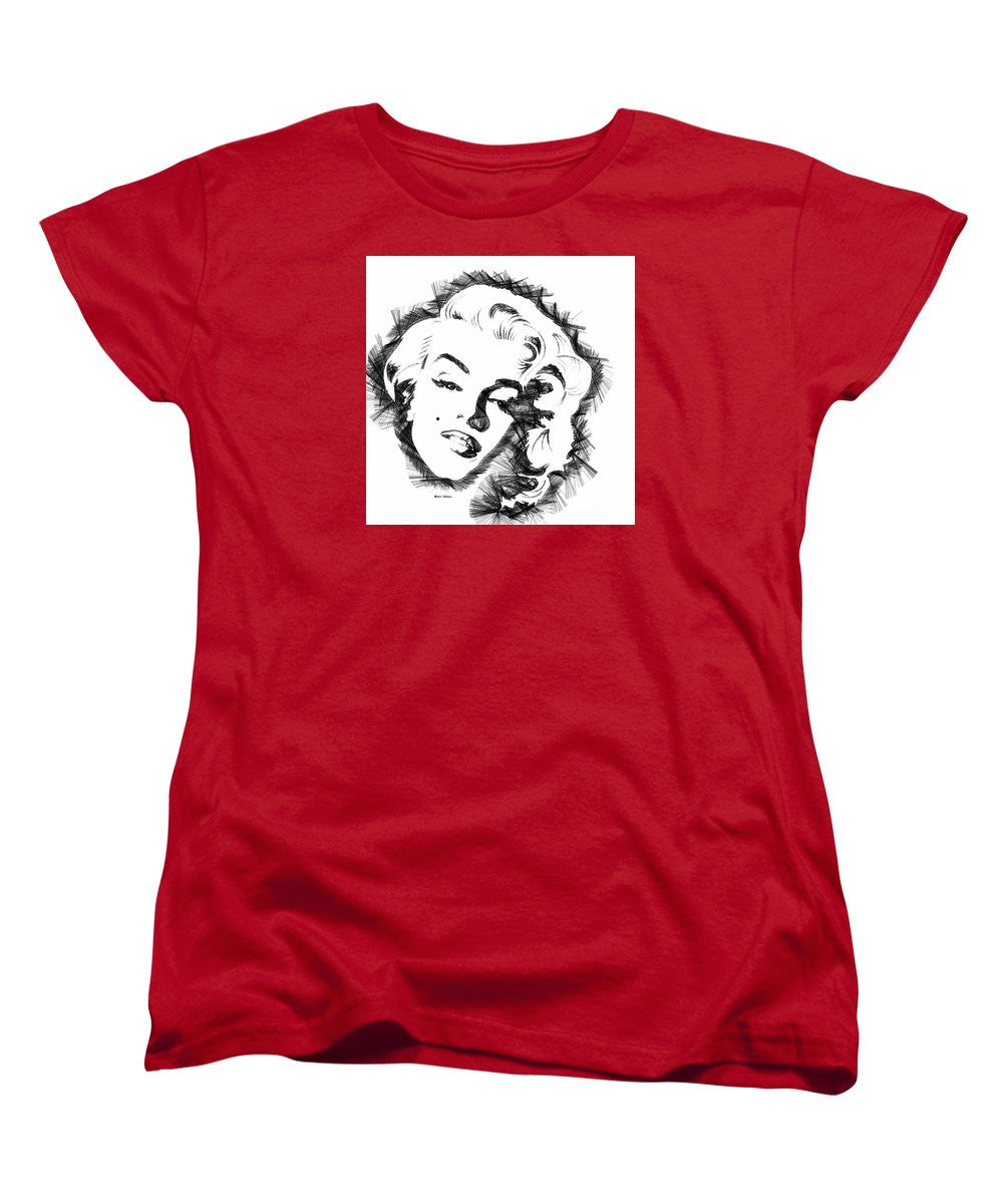 T-shirt pour femme (coupe standard) - Croquis de Marilyn Monroe en noir et blanc