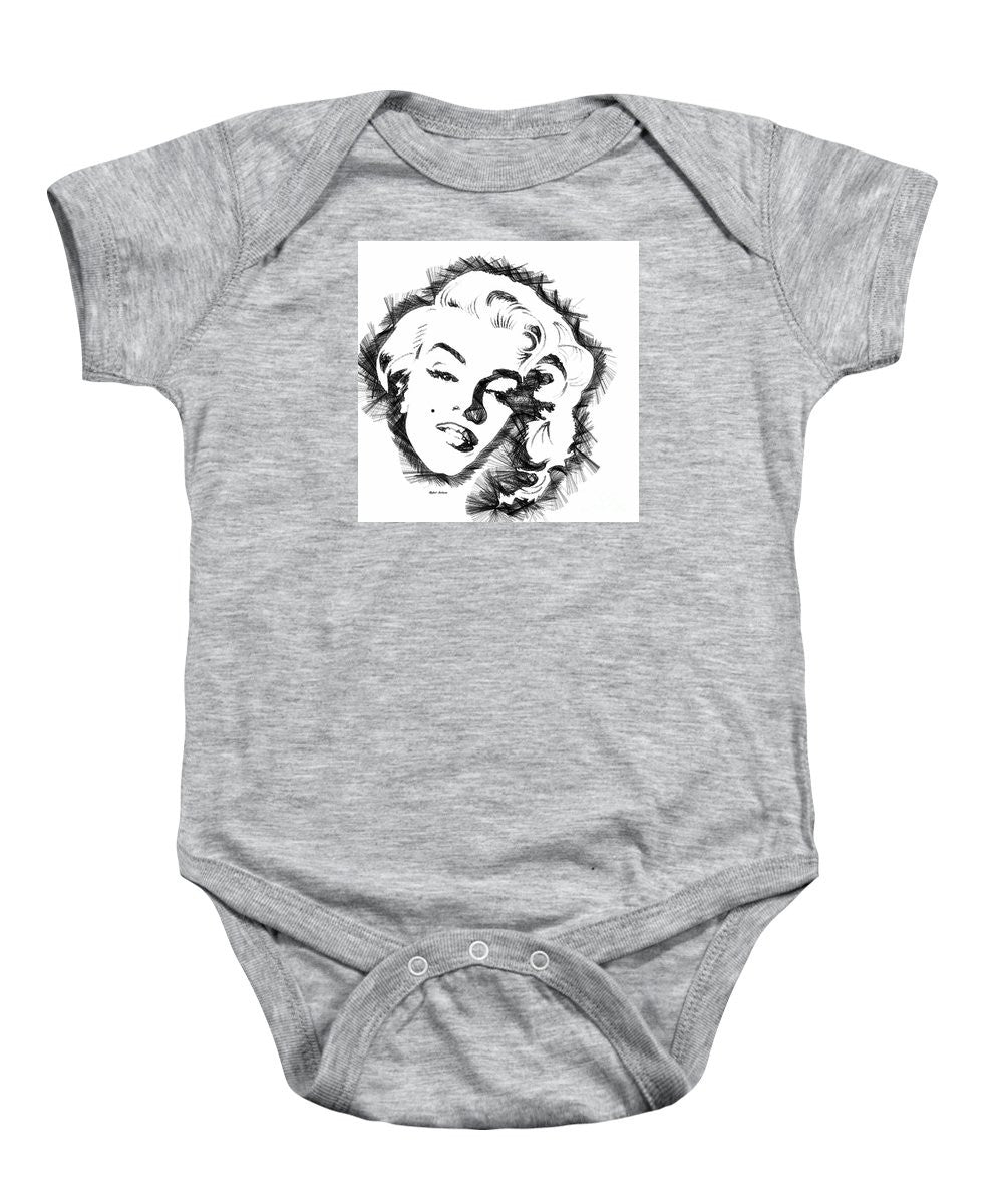 Baby Onesie - Marilyn Monroe Sketch In Black And White