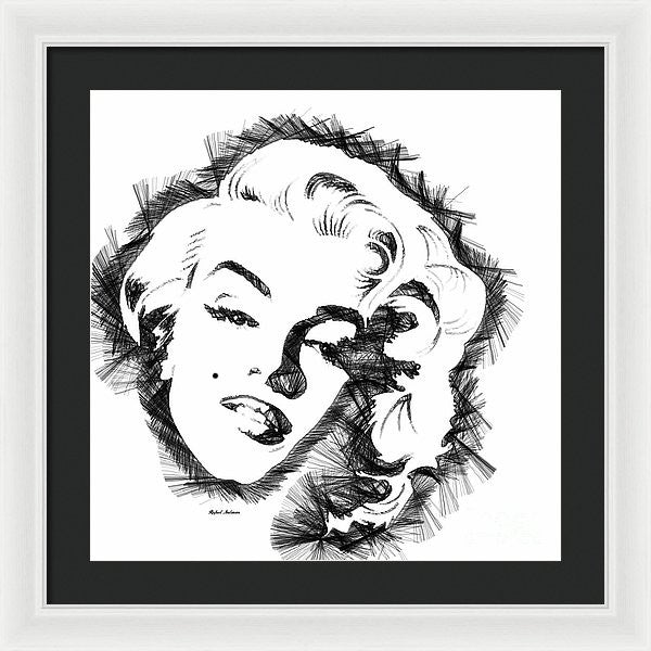 Framed Print - Marilyn Monroe Sketch In Black And White