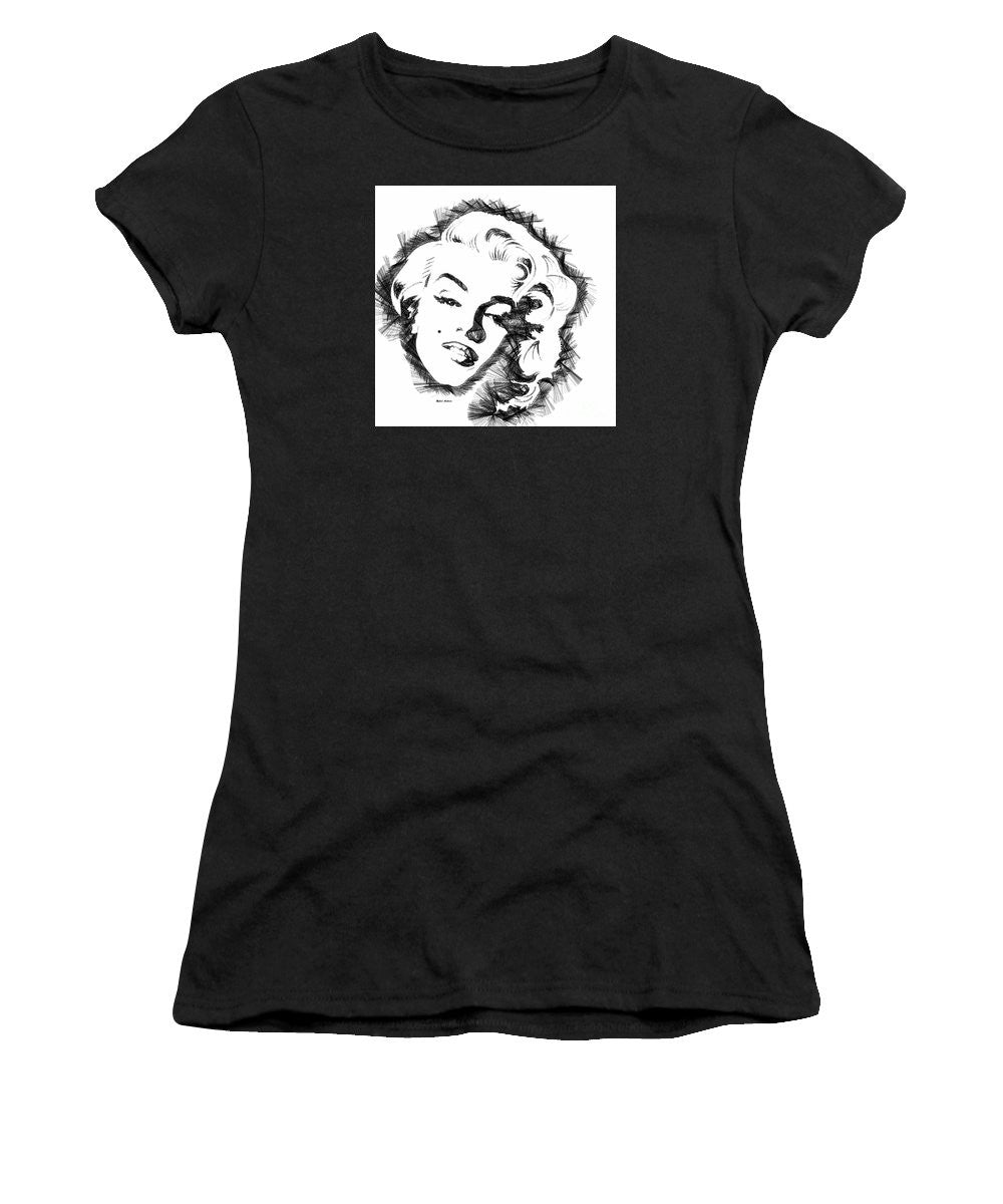 Women's T-Shirt (Junior Cut) - Marilyn Monroe Sketch In Black And White