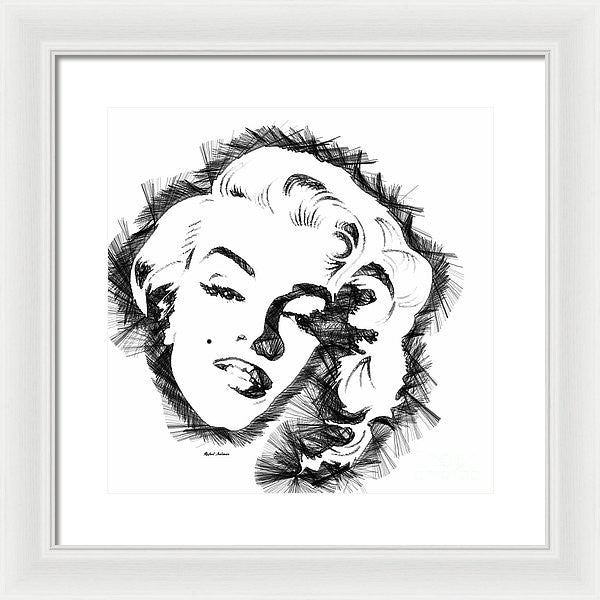 Framed Print - Marilyn Monroe Sketch In Black And White