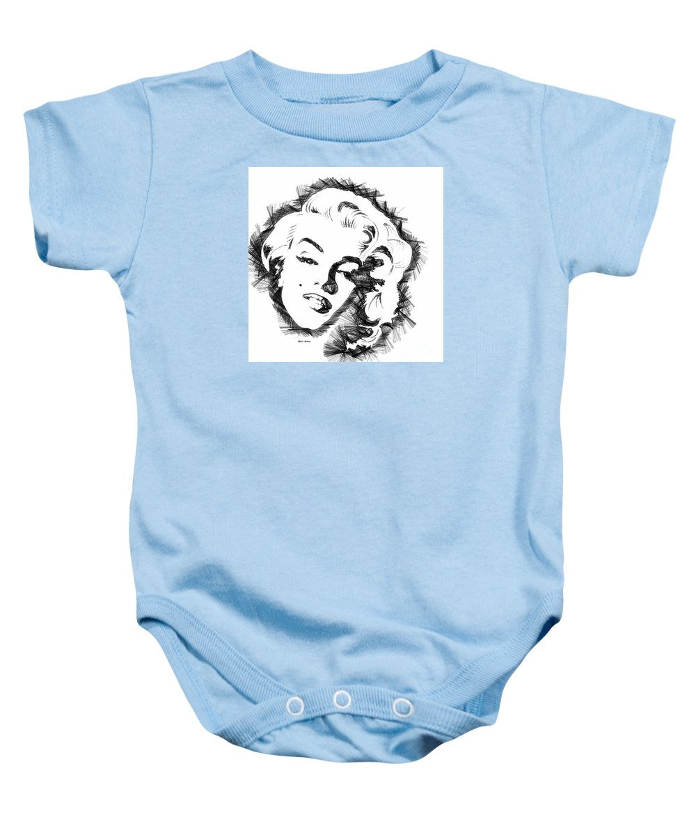 Baby Onesie - Marilyn Monroe Sketch In Black And White