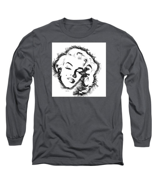 Long Sleeve T-Shirt - Marilyn Monroe Sketch In Black And White