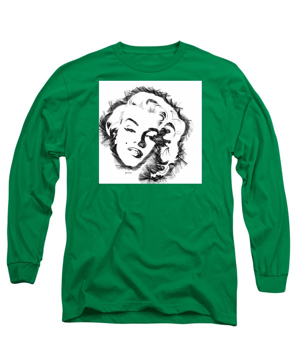 Long Sleeve T-Shirt - Marilyn Monroe Sketch In Black And White