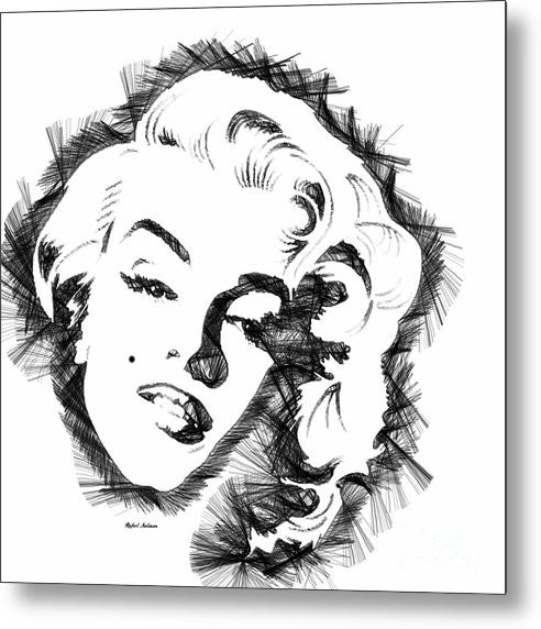 Impression sur métal - Croquis de Marilyn Monroe en noir et blanc